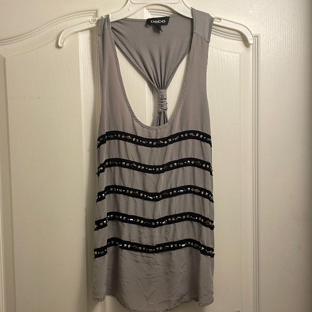 Bebe tank top with rhinestones! Size Small. Cute for a girls night out!